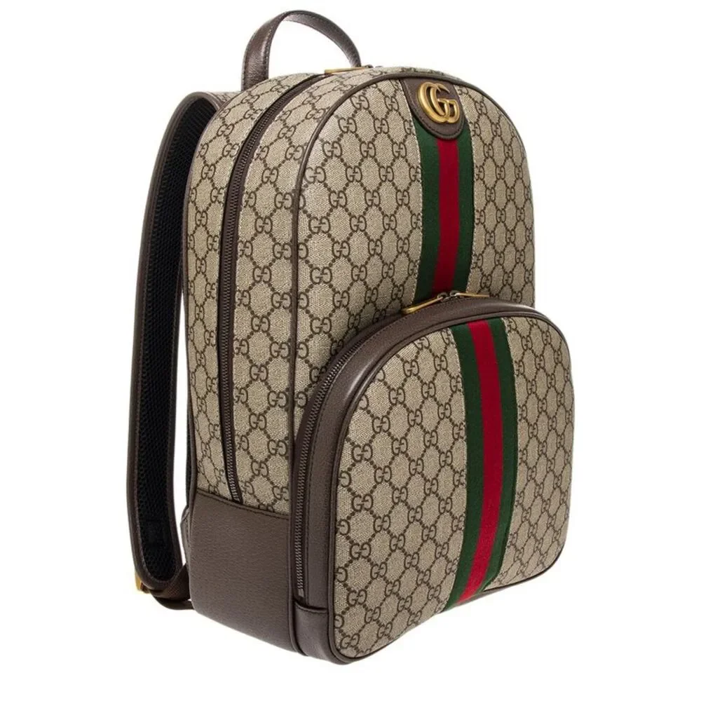 Gucci Ophidia Gg Supreme Canvas & Leather Backpack, Brown